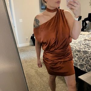 Orange cocktail bridesmaids dress